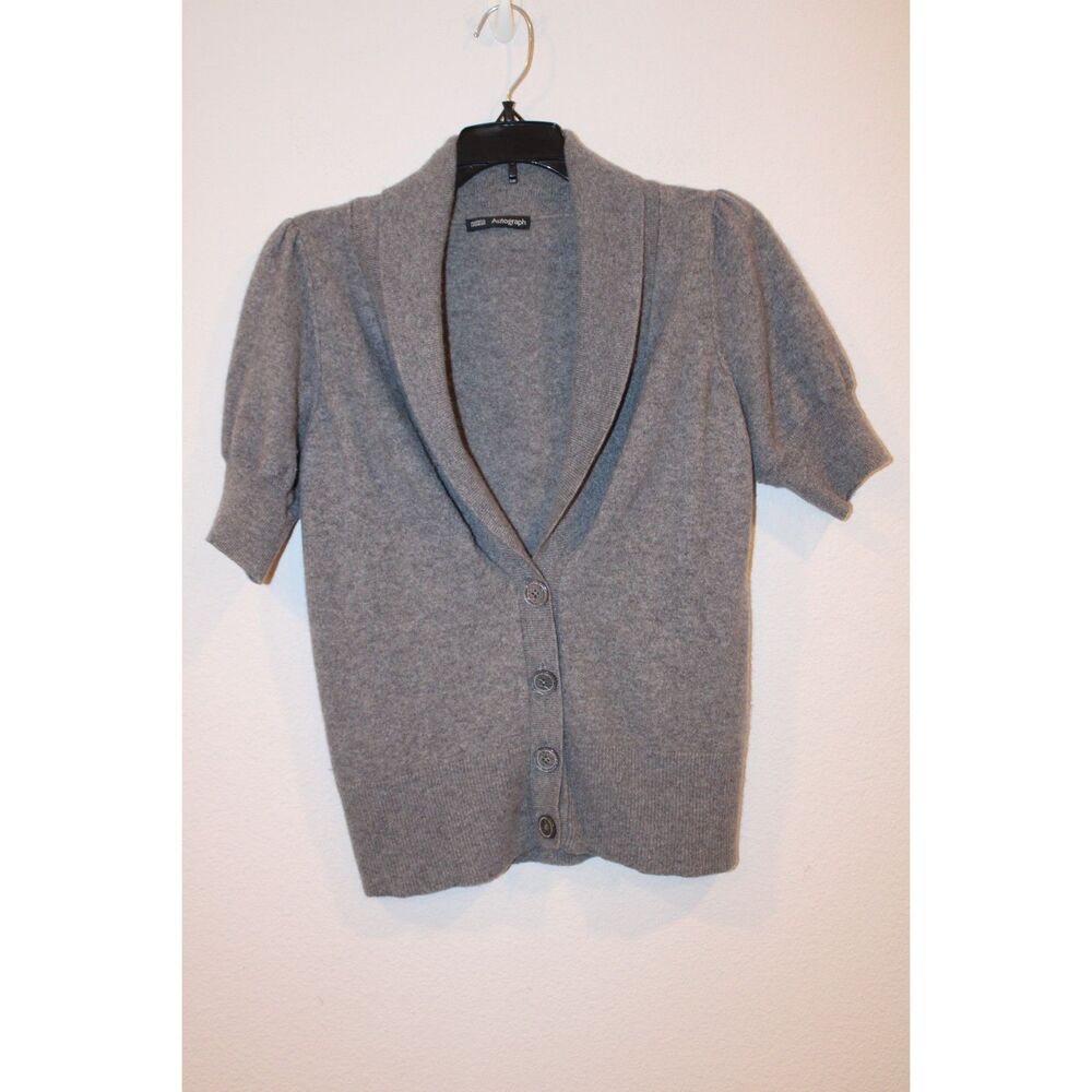 Autograph Marks & Spencer cashmere vneck collared button cardigan size UK 16